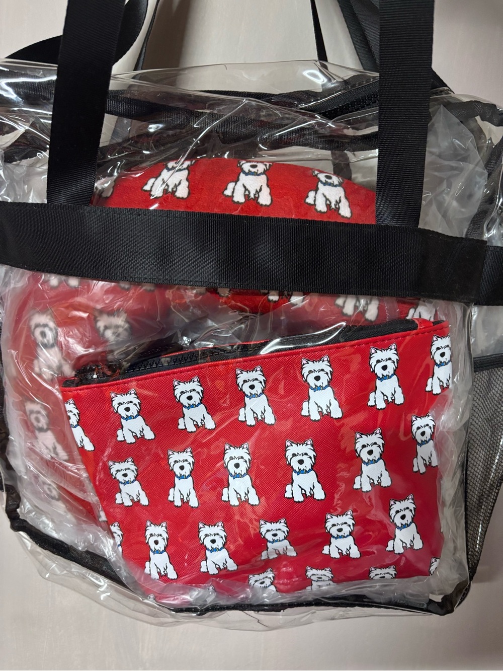 Marc Tetro Clear Tote Bag with Red Dog Print Insert - Picture 3 of 3